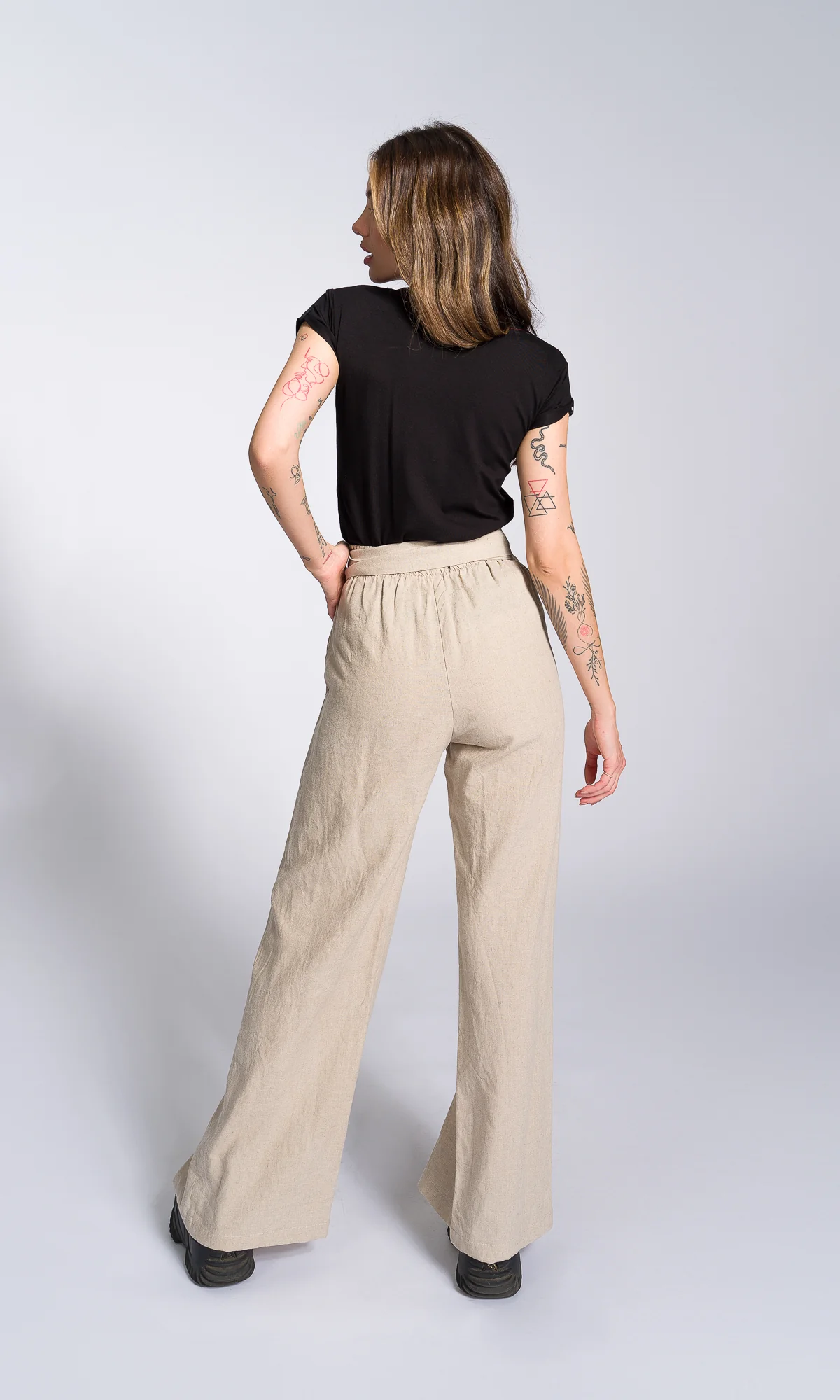 Linen Wide Leg Wrap Pants - Image 6