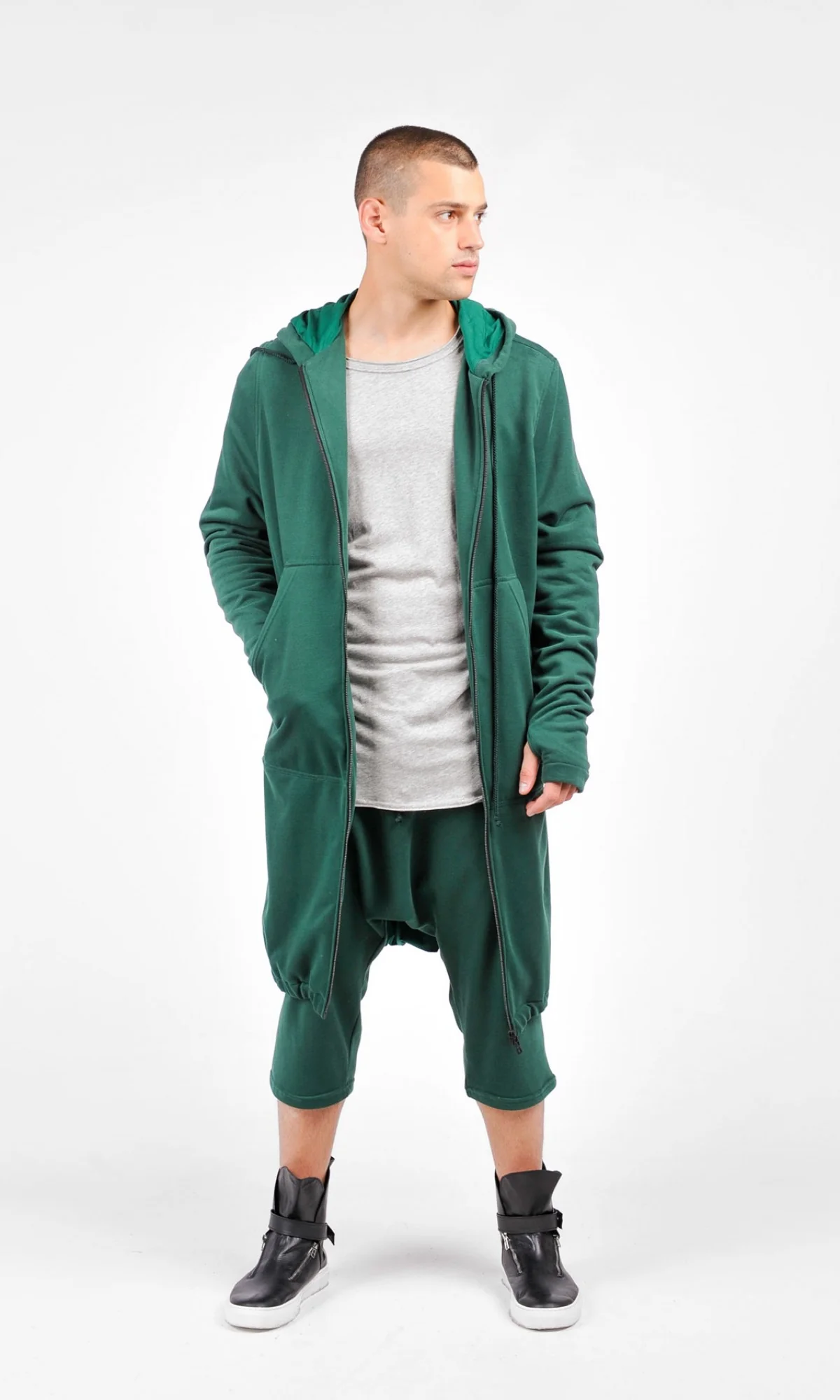 Long Hooded Zipper Sweatshirt - Image 13
