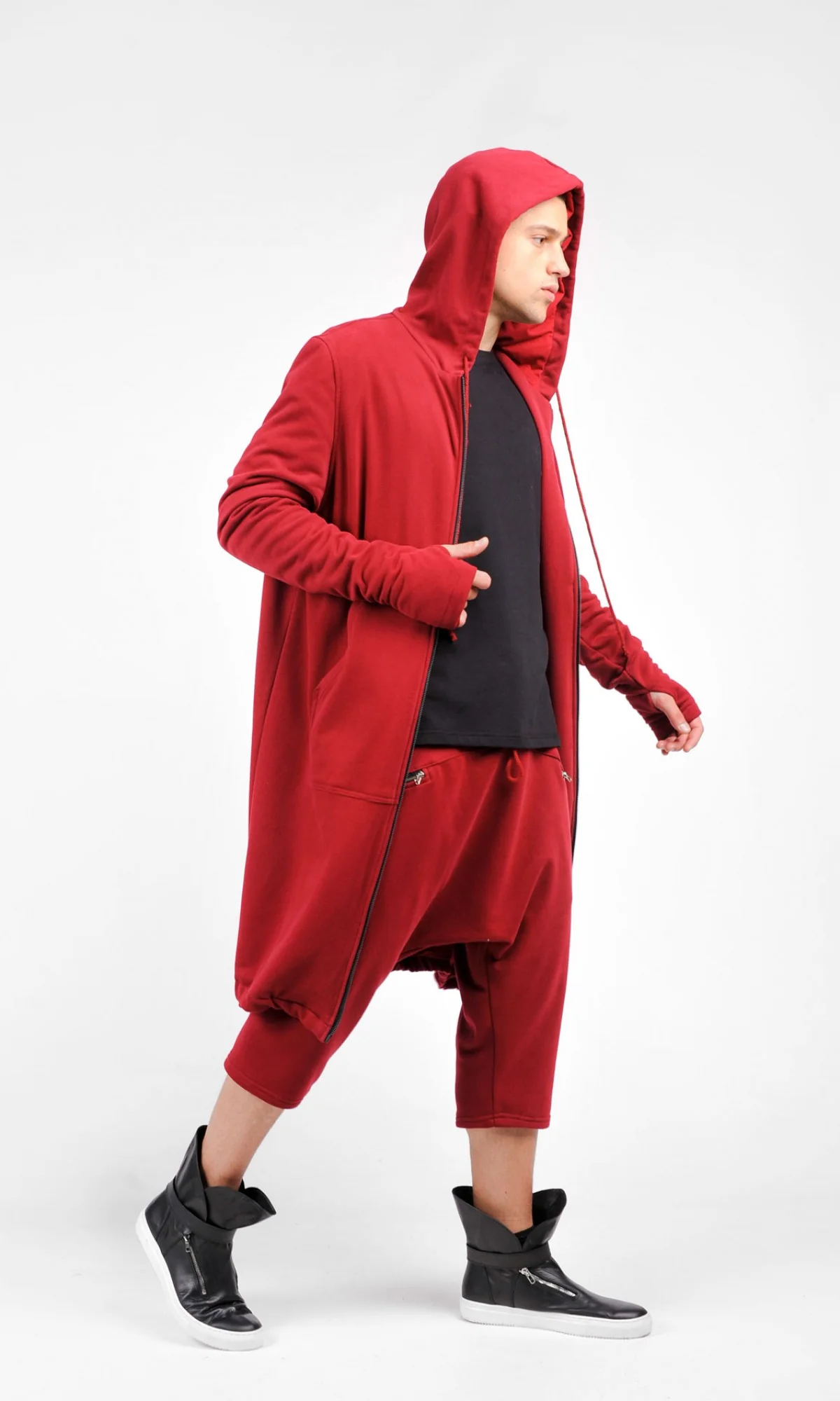 Long Hooded Zipper Sweatshirt - Image 4