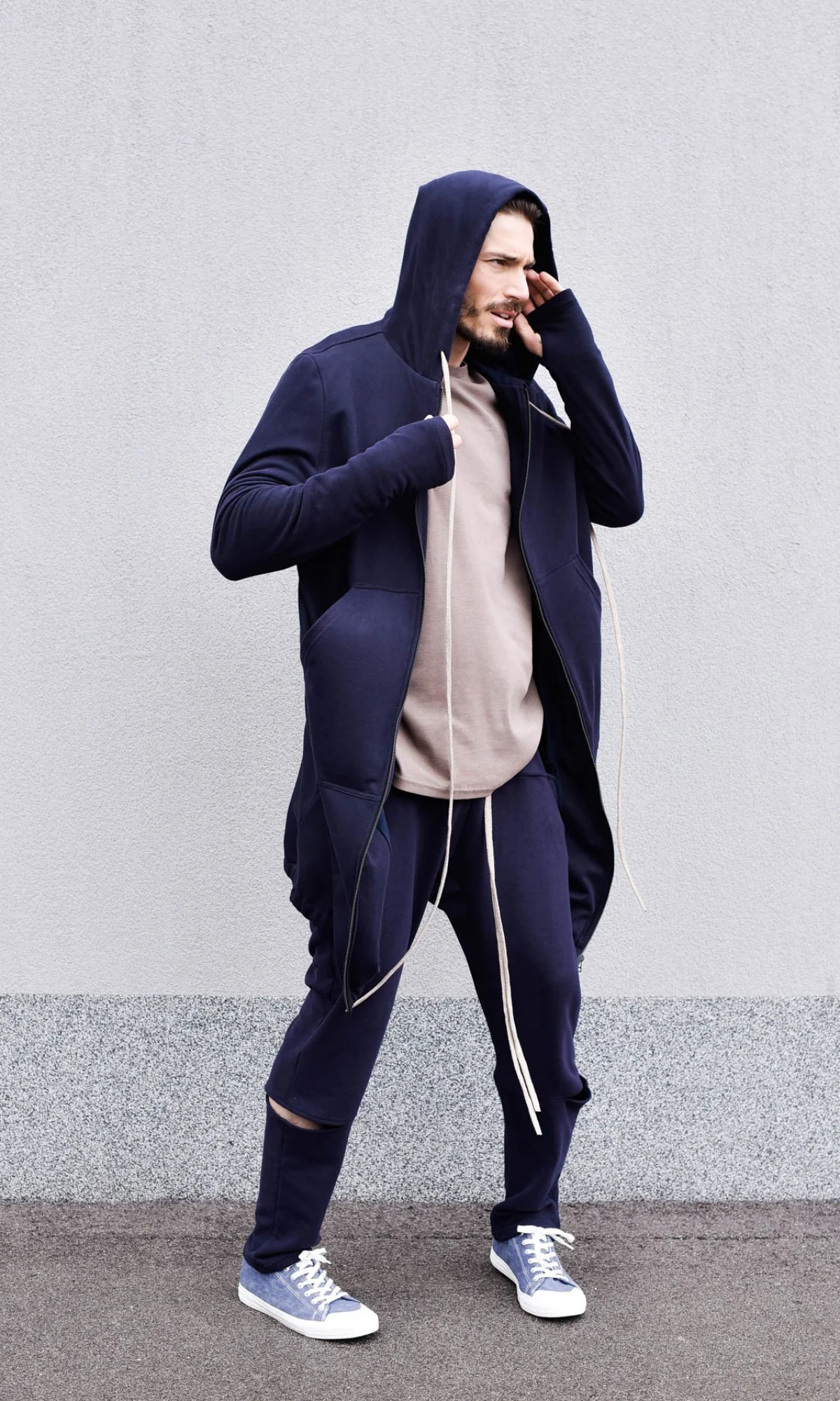 Long Hooded Zipper Sweatshirt - Image 6