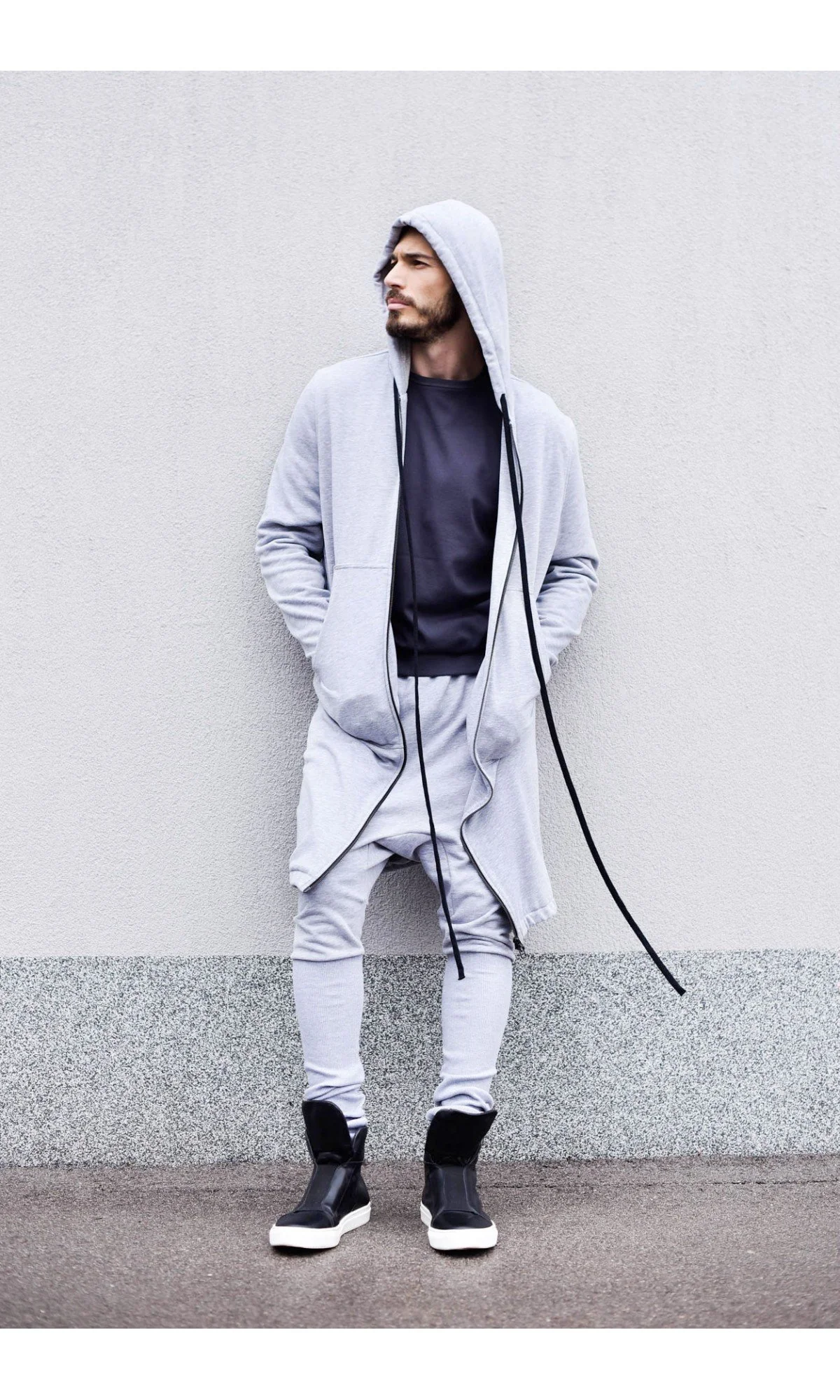 Long Hooded Zipper Sweatshirt - Image 9