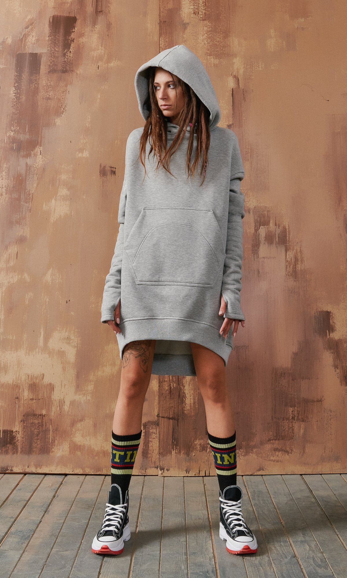 Long Hoodie with Dropped Shoulder - Image 4