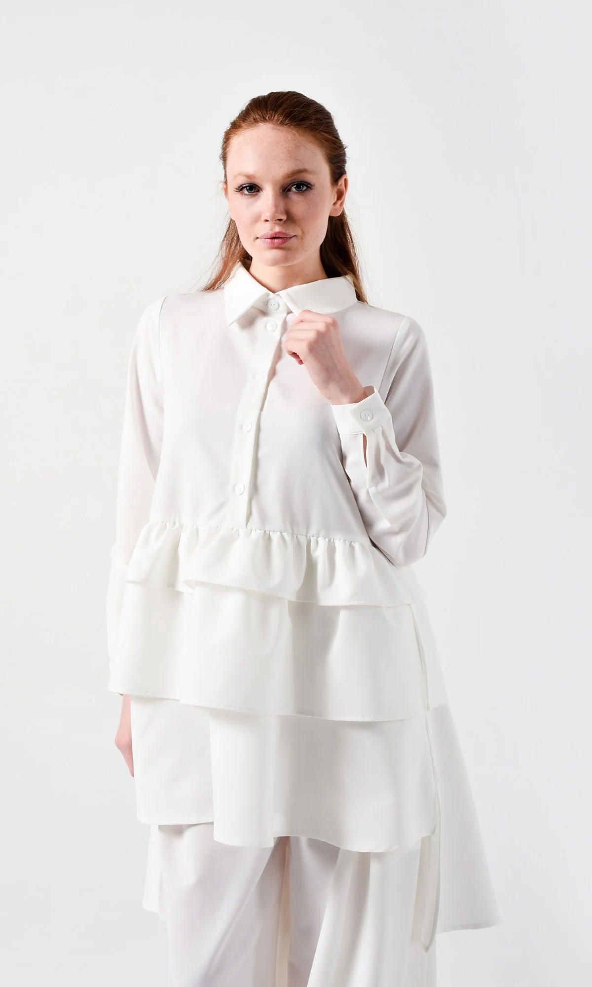 Long sleeve frill hem shirt dress - Image 10