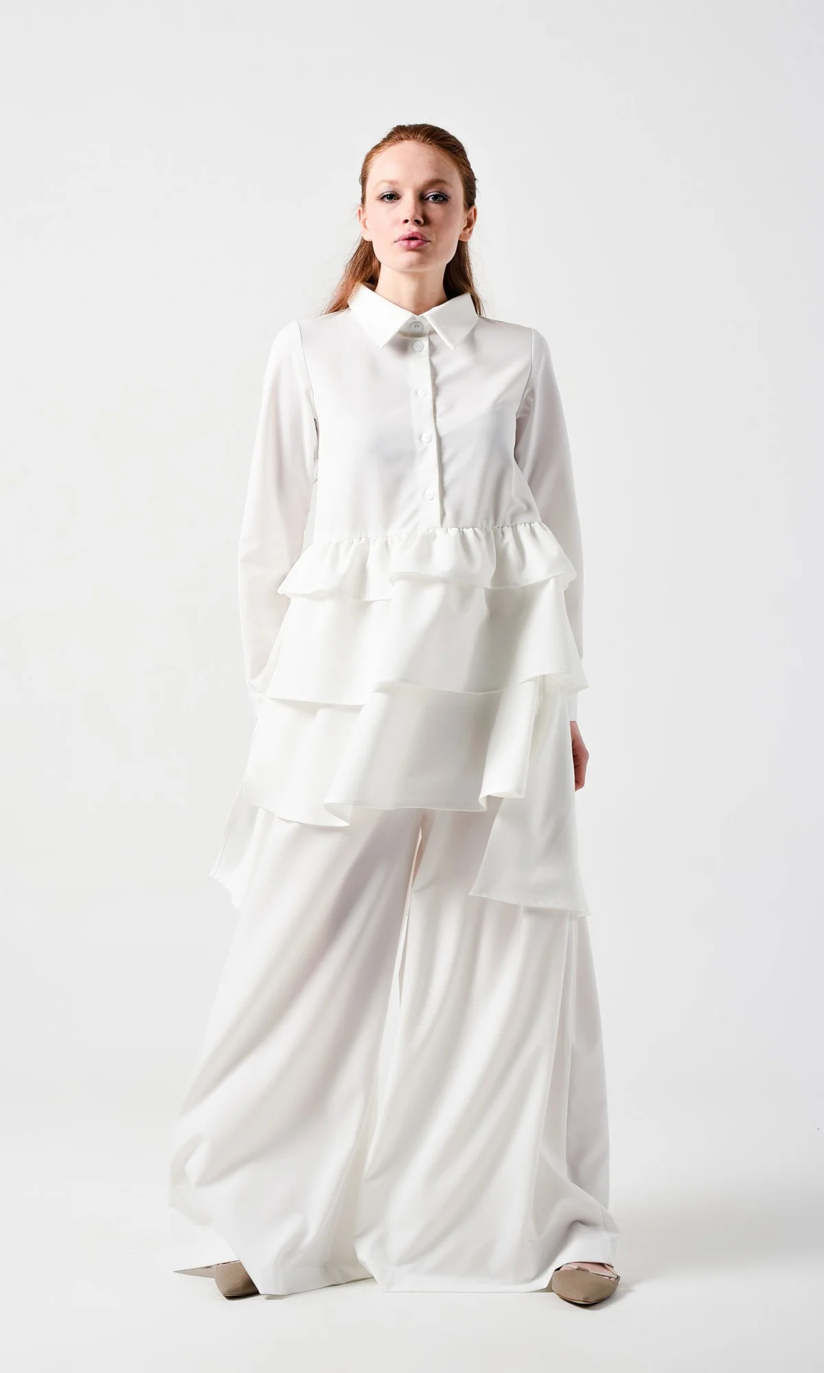Long sleeve frill hem shirt dress - Image 11