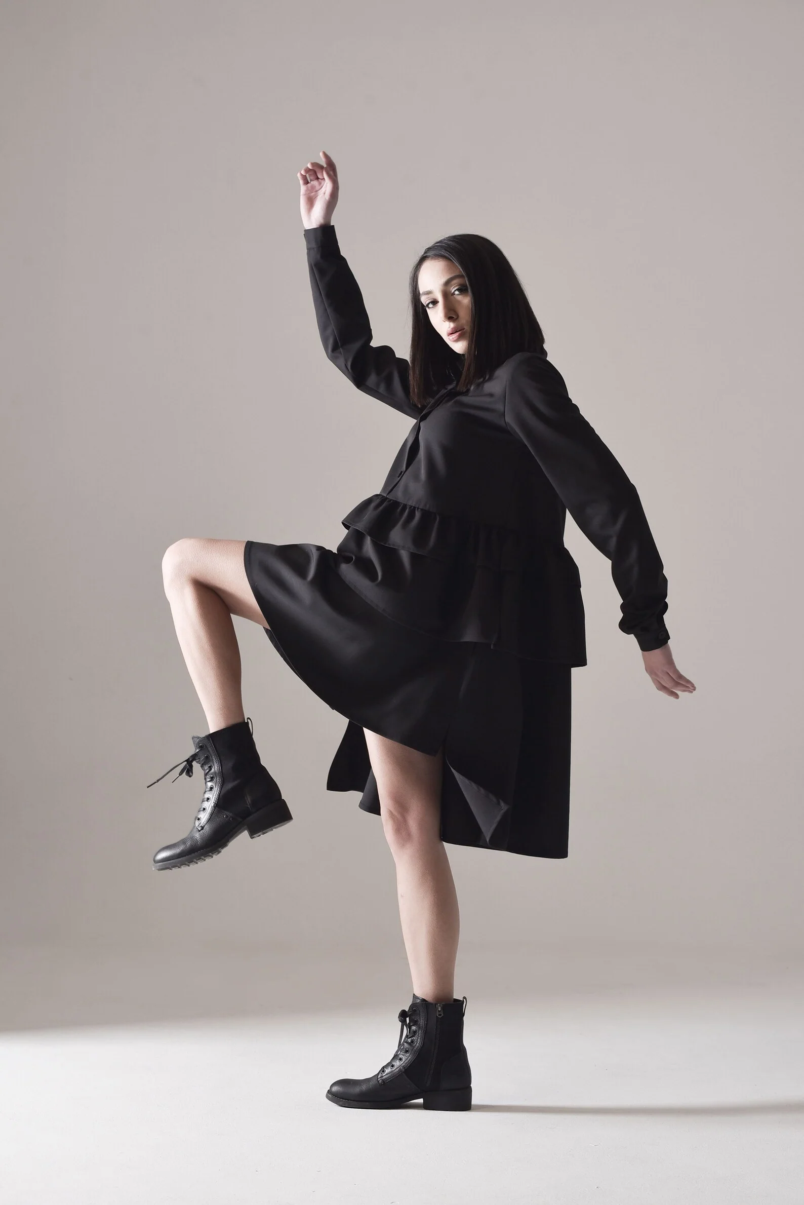 Long sleeve frill hem shirt dress - Image 3