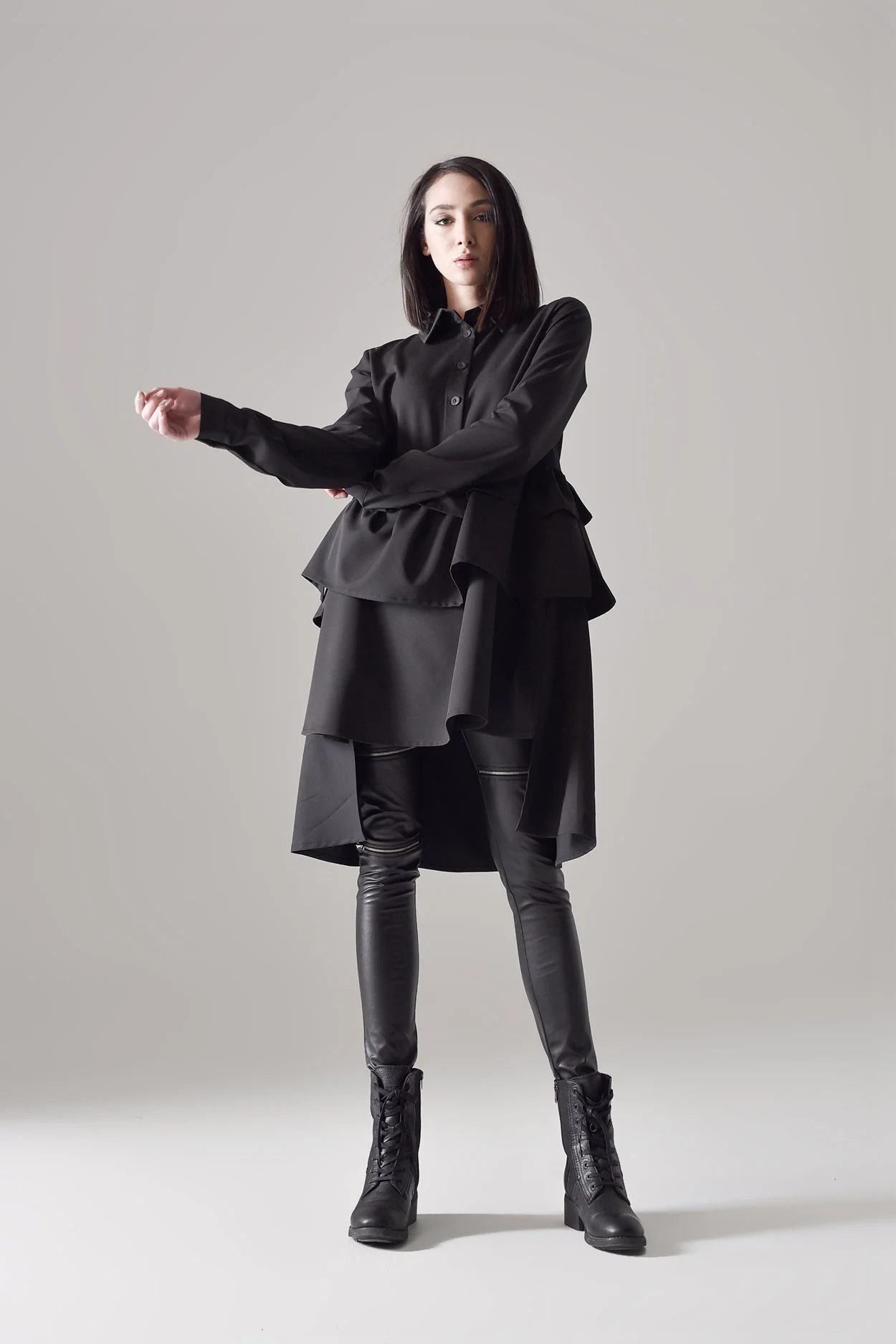 Long sleeve frill hem shirt dress - Image 4