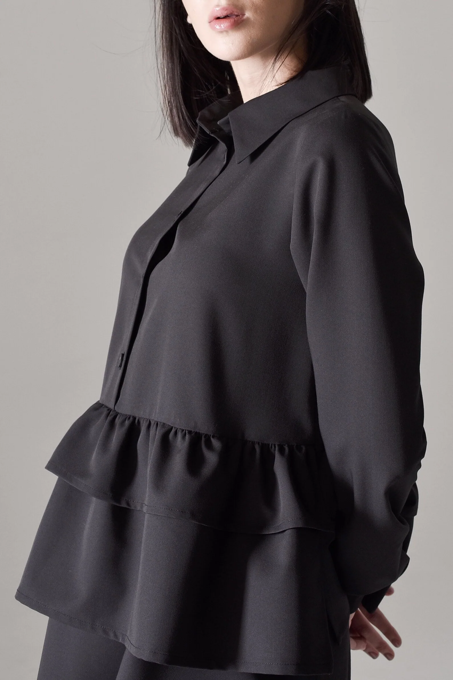 Long sleeve frill hem shirt dress - Image 5