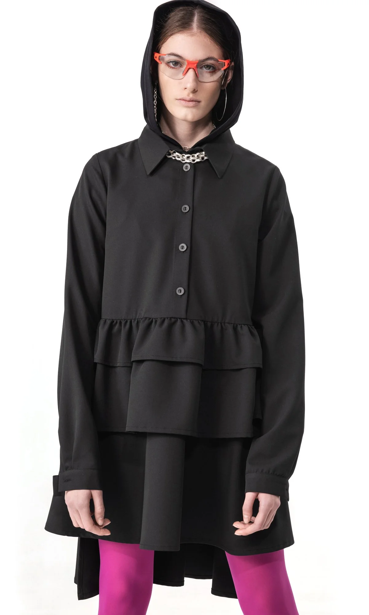 Long sleeve frill hem shirt dress - Image 6