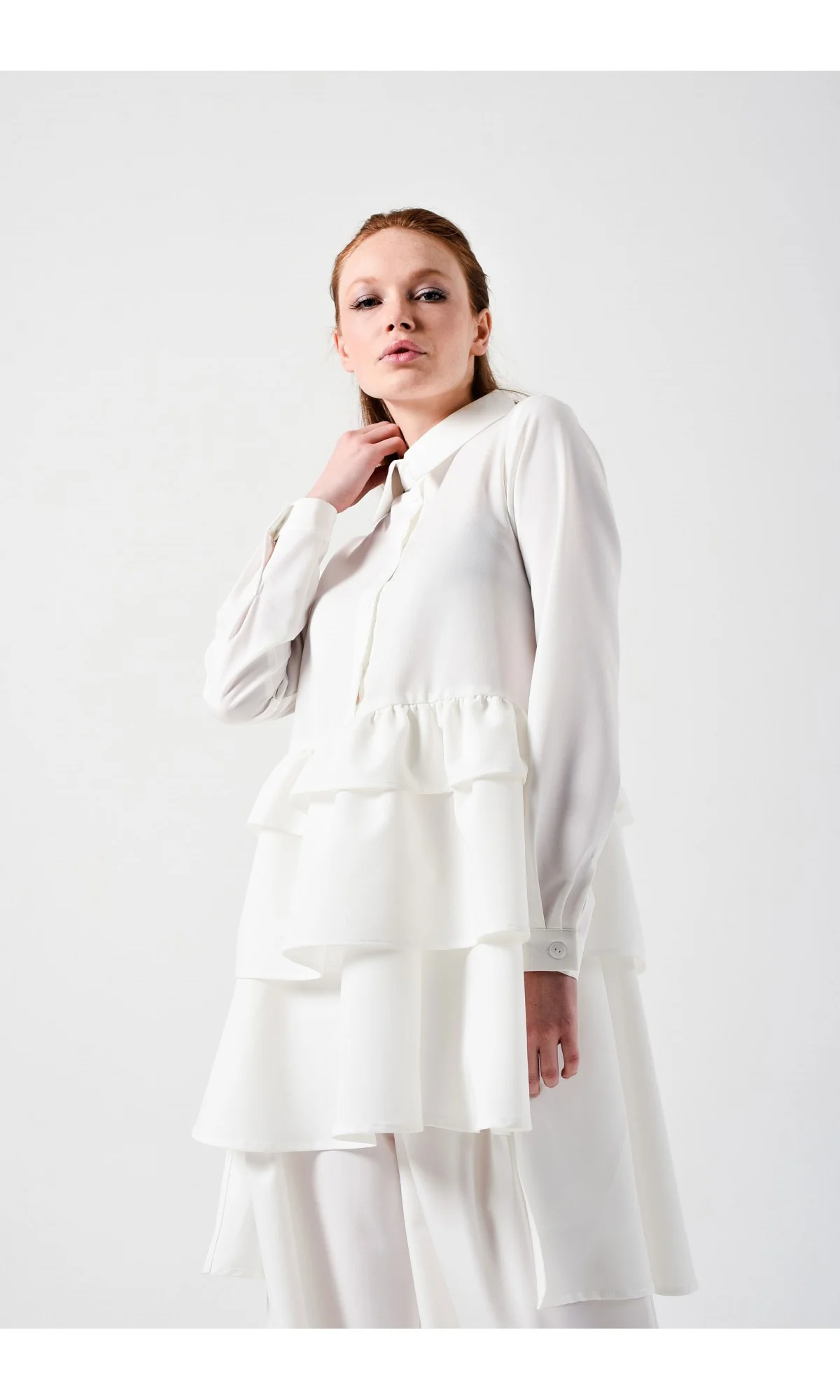 Long sleeve frill hem shirt dress - Image 8
