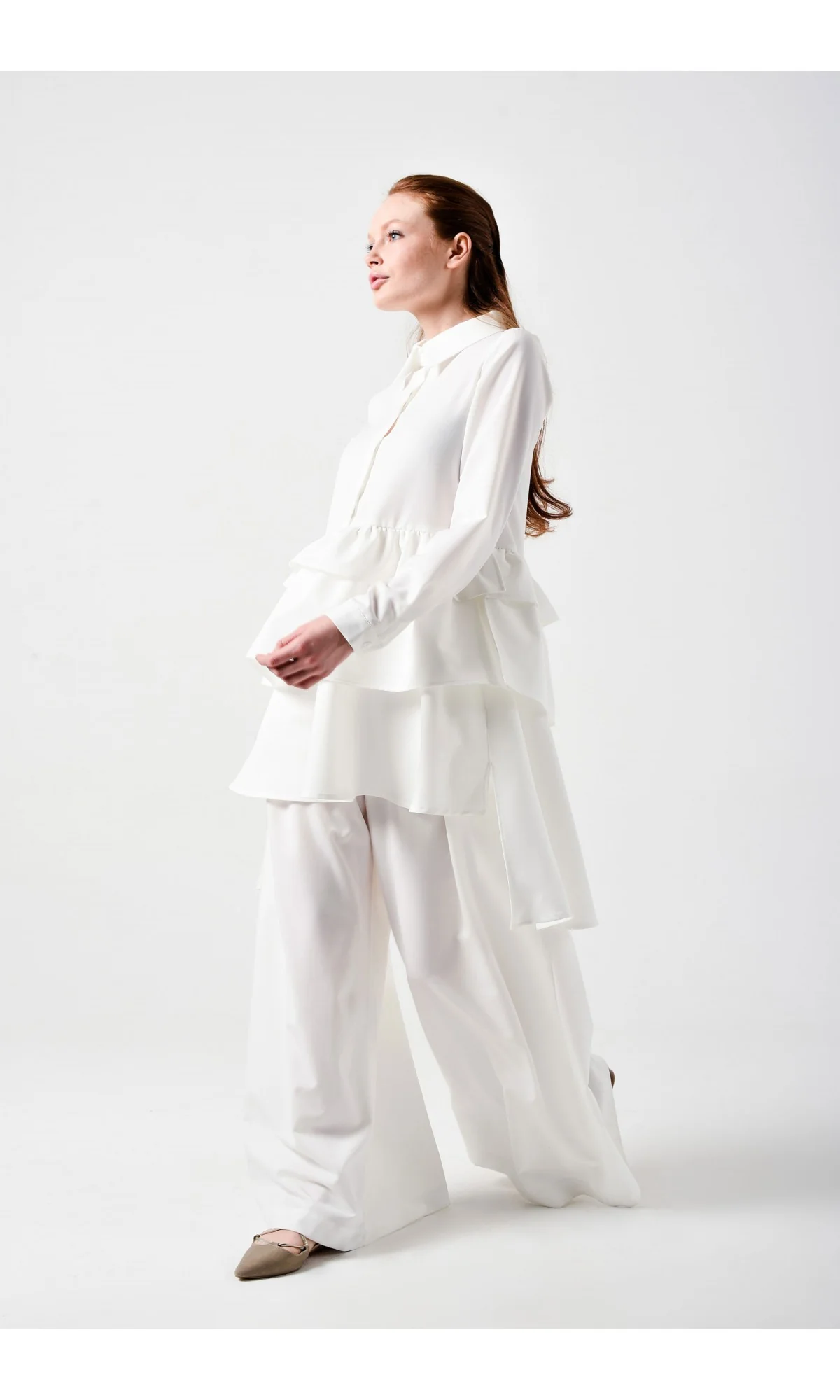 Long sleeve frill hem shirt dress - Image 9