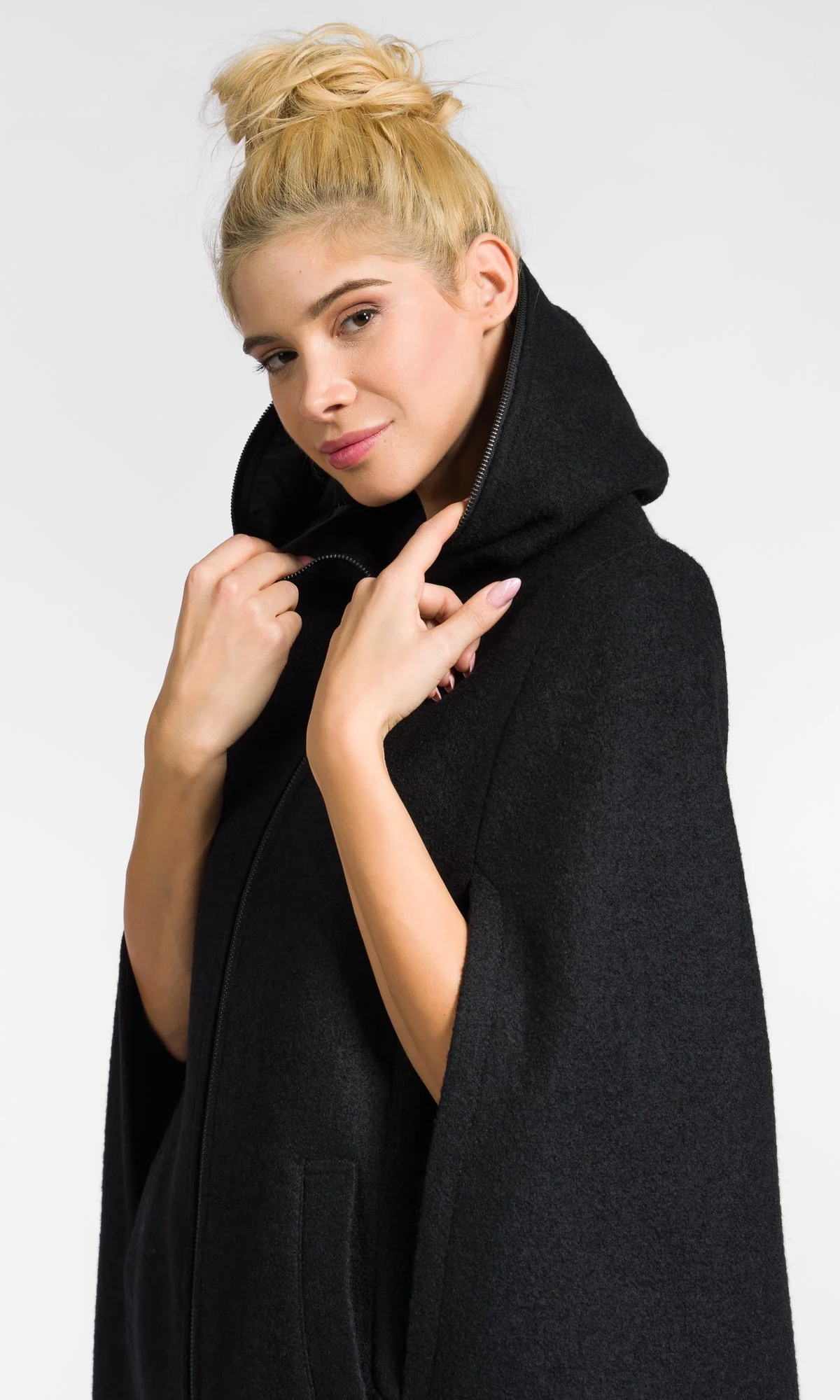 Long Zippered Cape Coat - Image 11