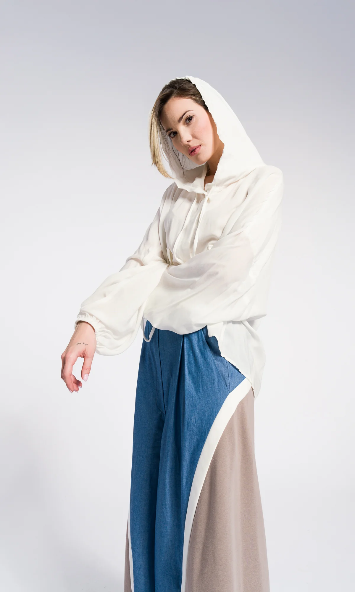 Loose Cotton Wide Leg Pants , Denim cotton - Image 3
