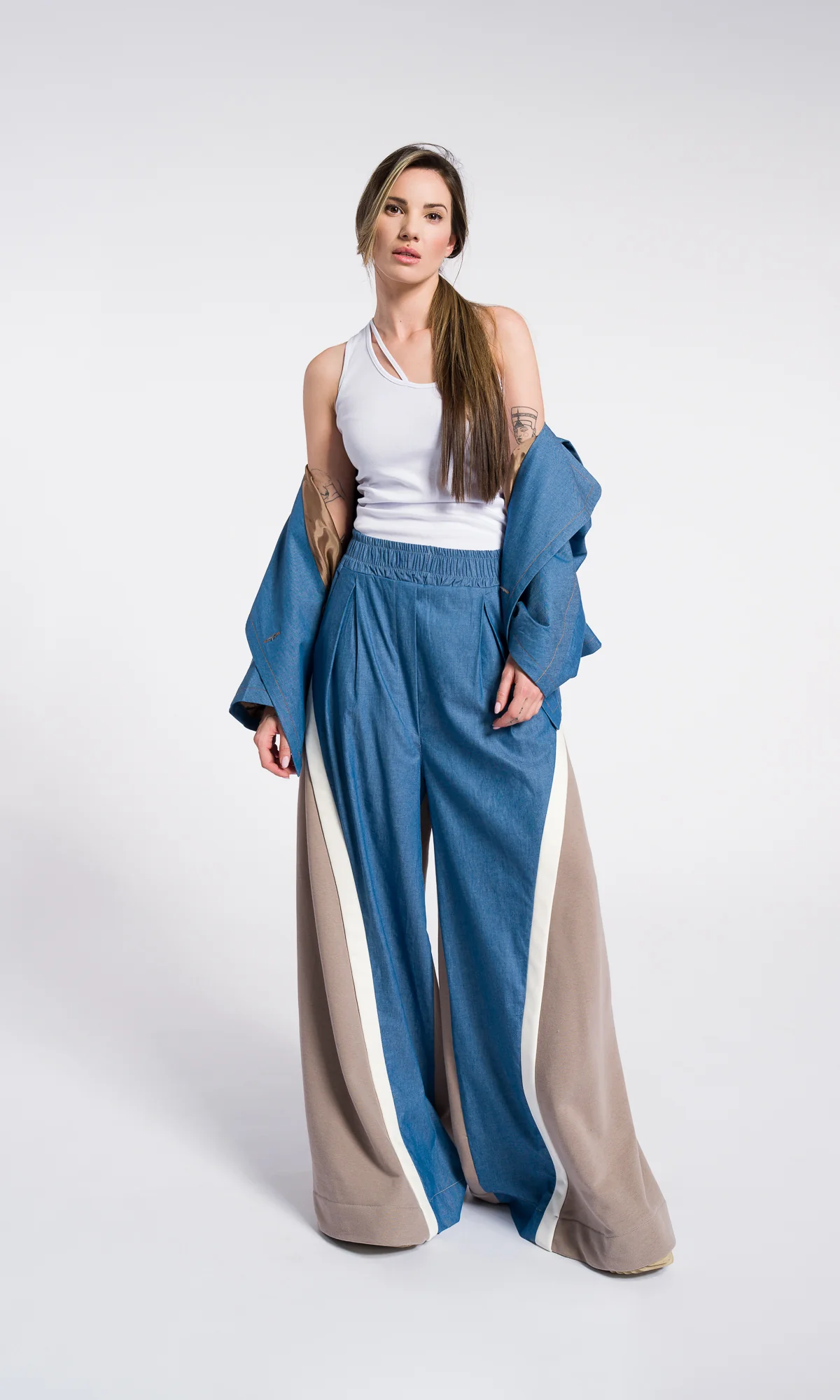 Loose Cotton Wide Leg Pants , Denim cotton - Image 5
