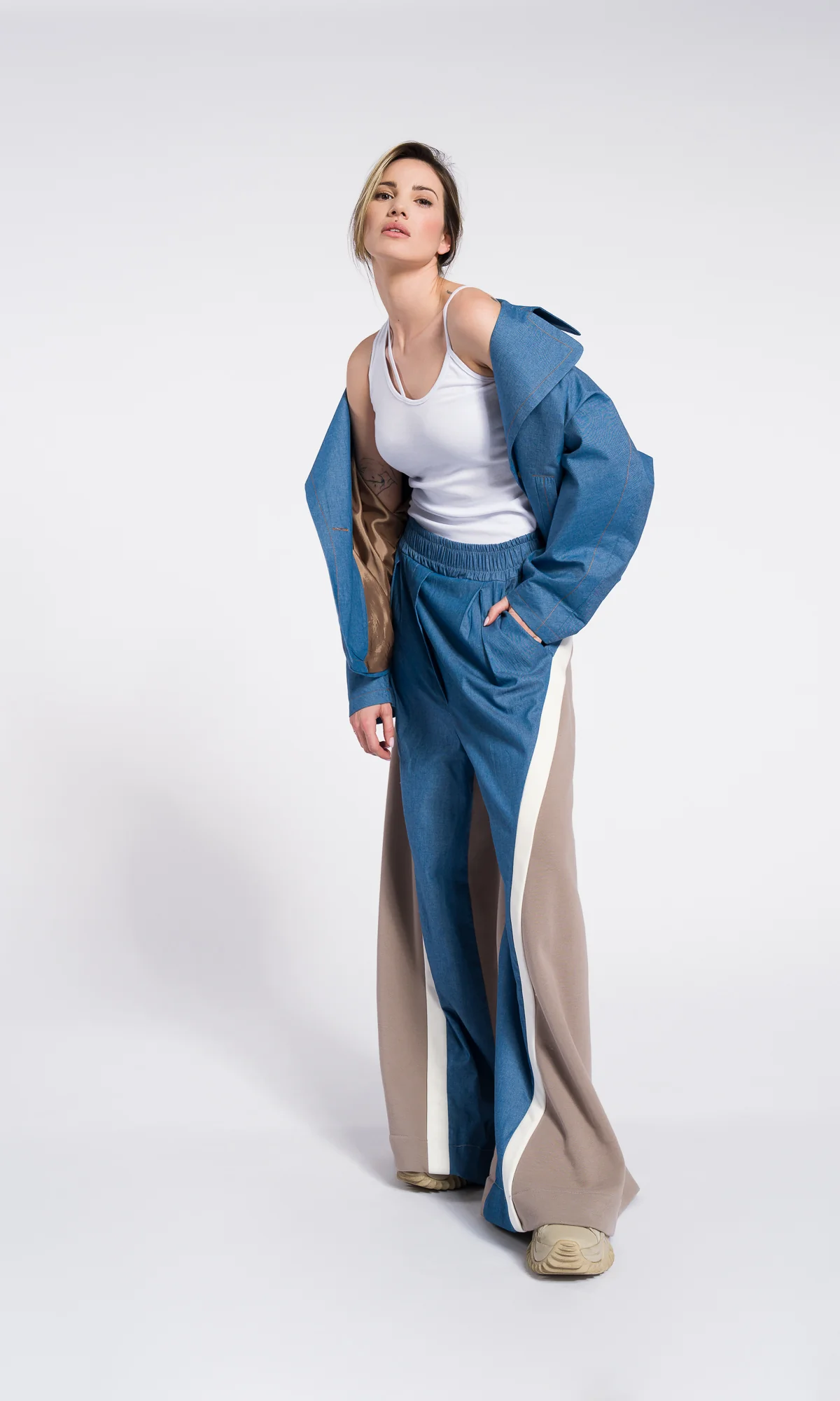 Loose Cotton Wide Leg Pants , Denim cotton - Image 6