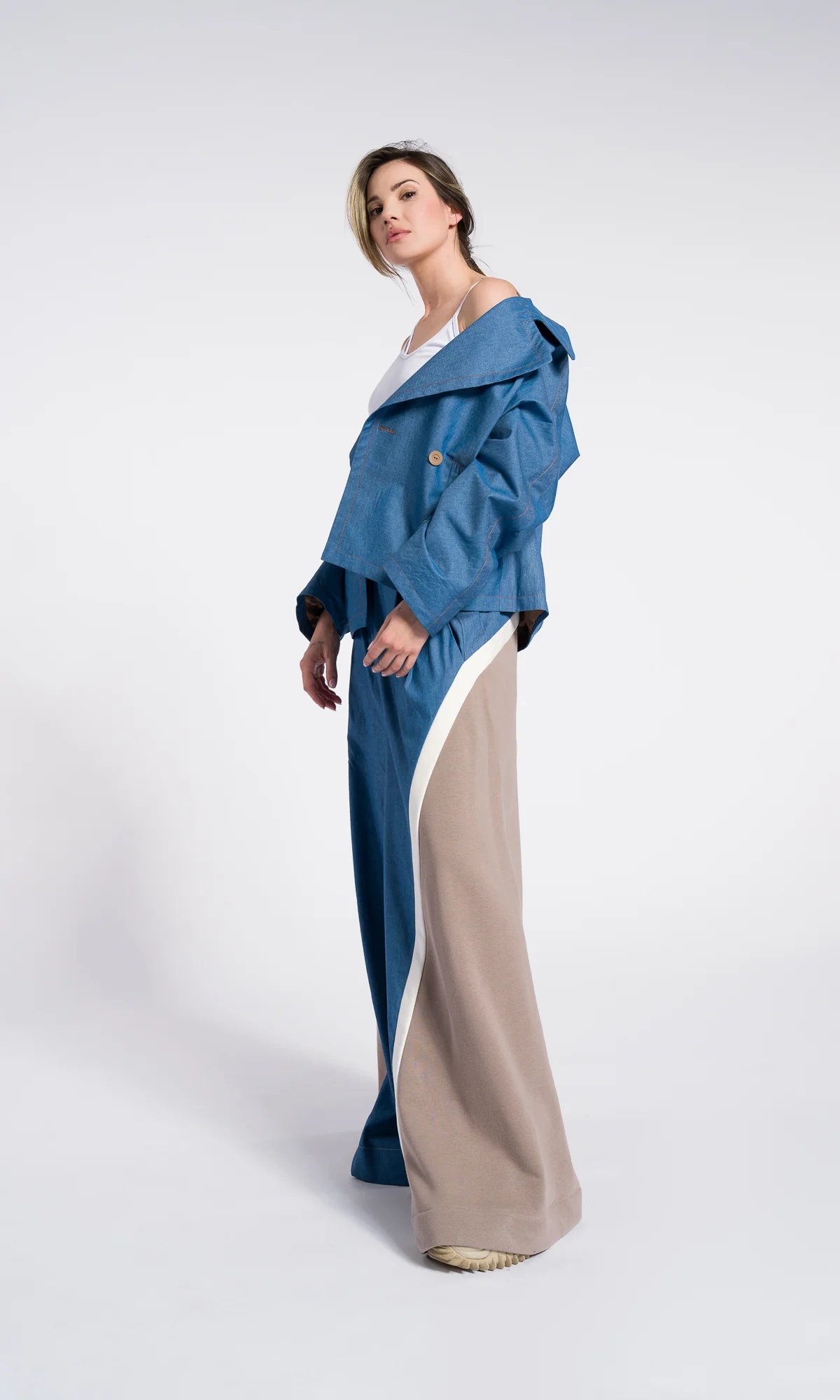 Loose Cotton Wide Leg Pants , Denim cotton - Image 7