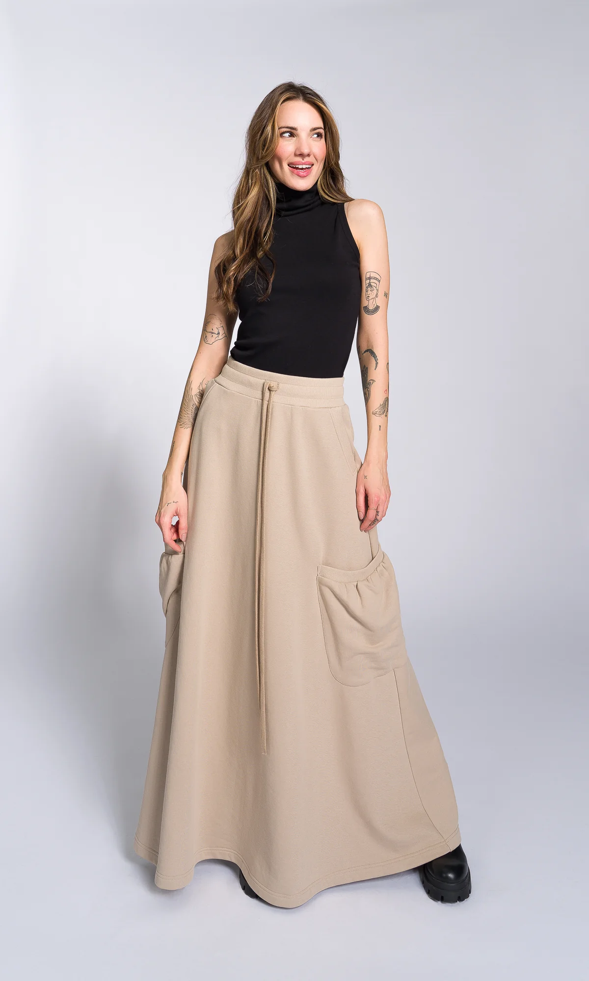 Maxi Cotton Skirt with Large Pockets - Image 3