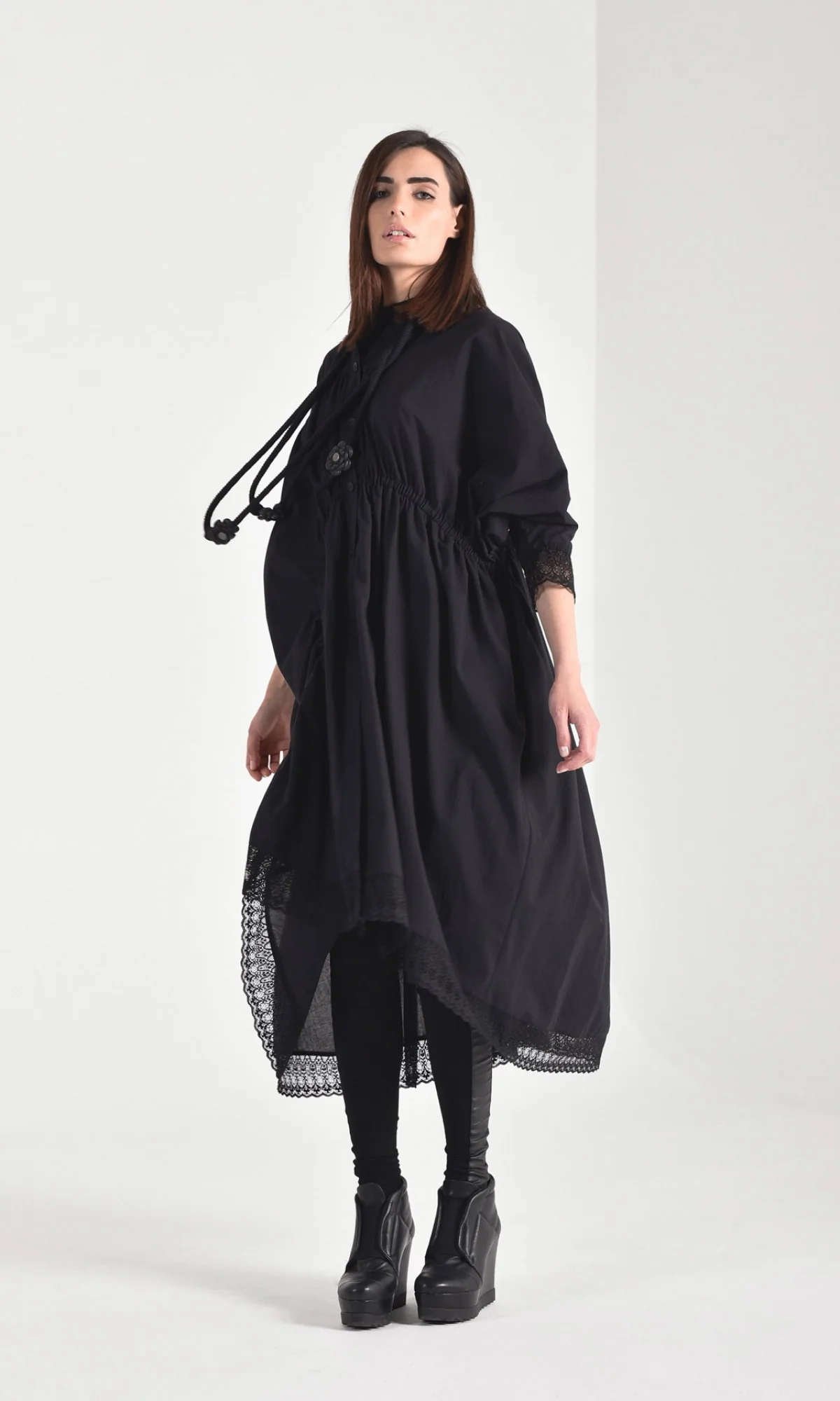 Maxi Shirt Dress with Lace Ends - Image 3