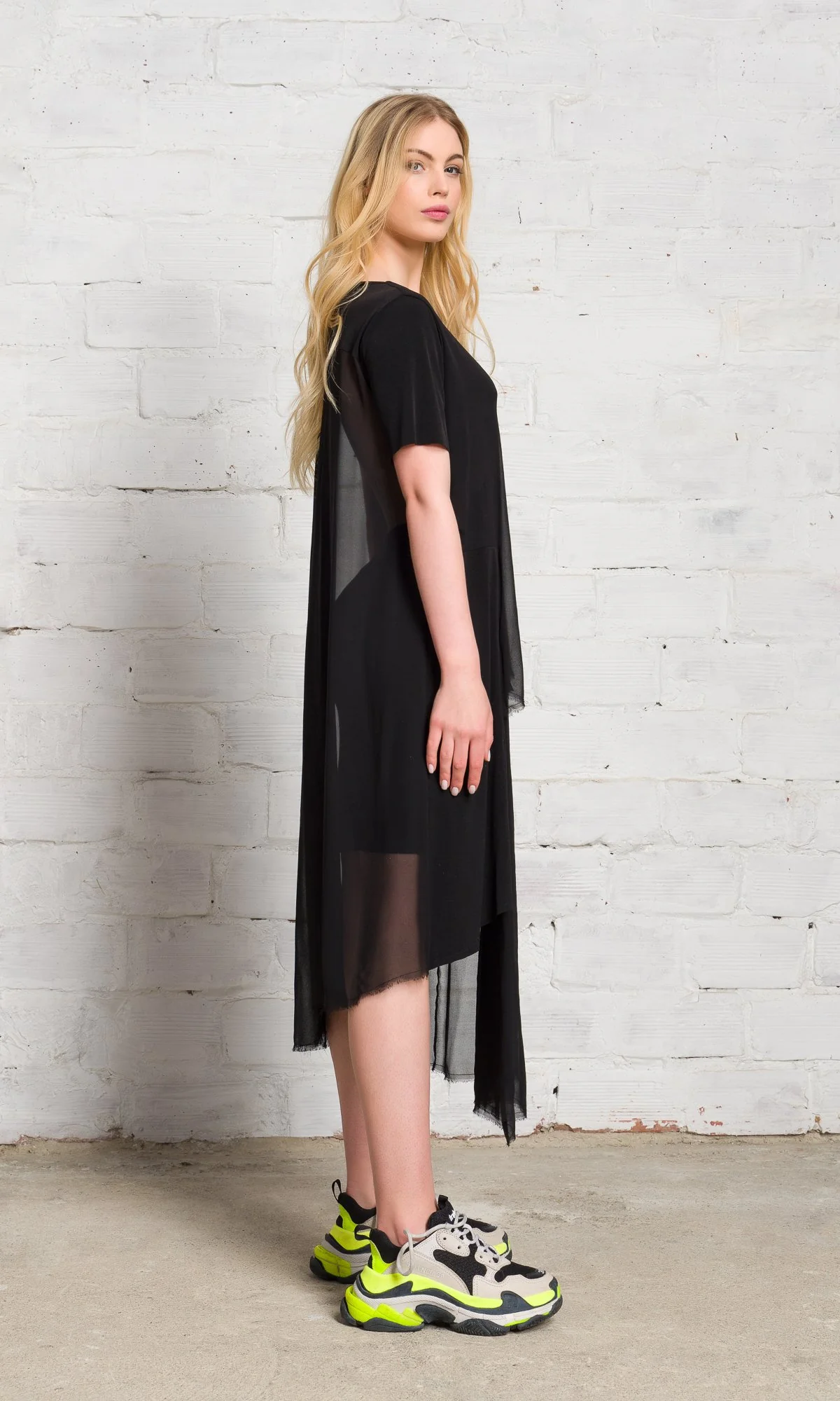Mixed Fabric Sheer Tunic - Image 3