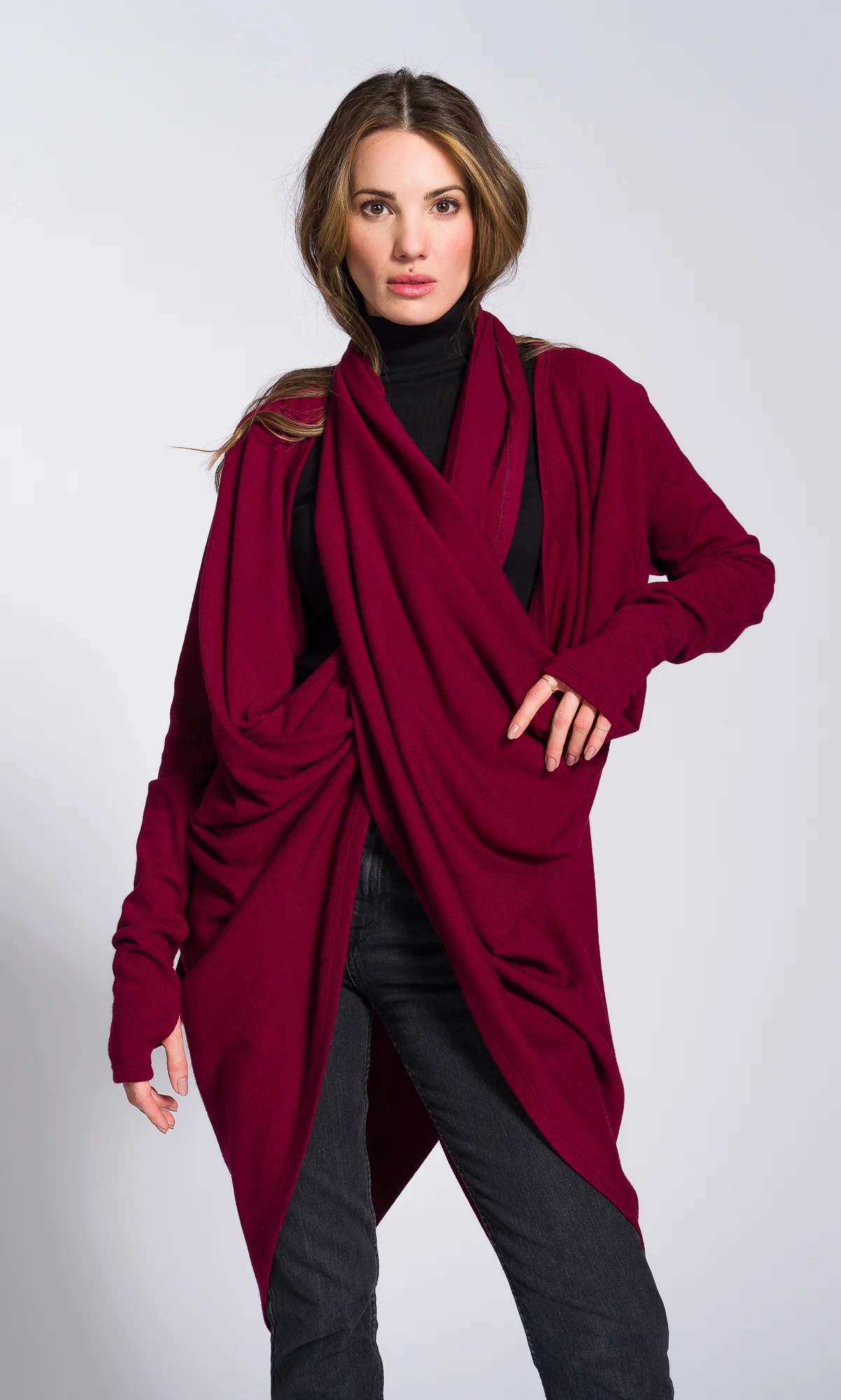 Multi-Way Knit Poncho Cardigan - Image 7