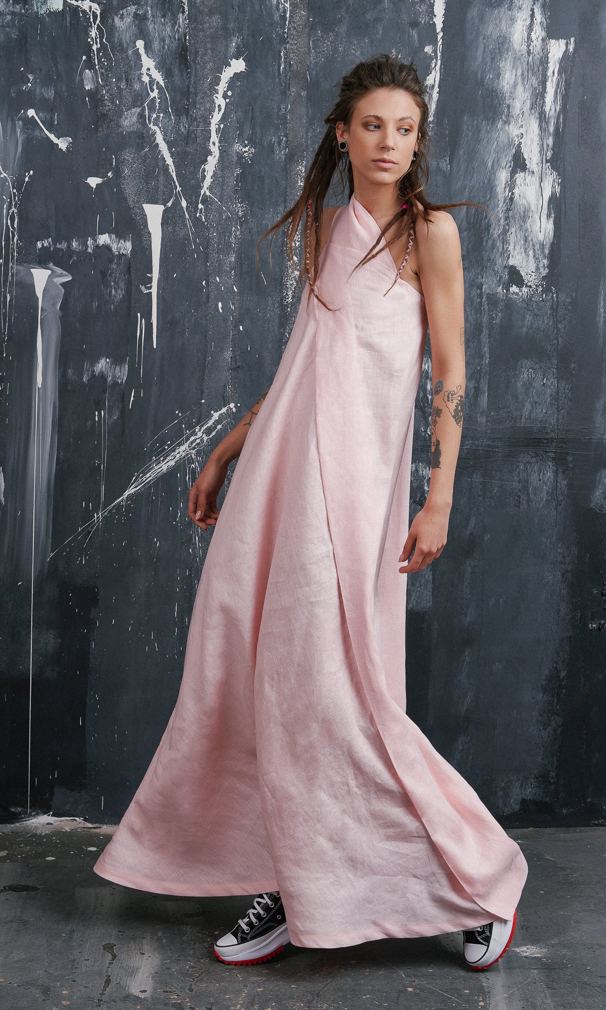 One Shoulder Maxi Linen Dress - Image 3
