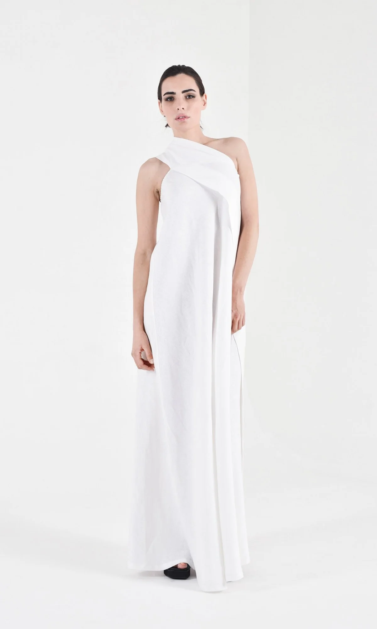 One Shoulder Maxi Linen Dress - Image 6