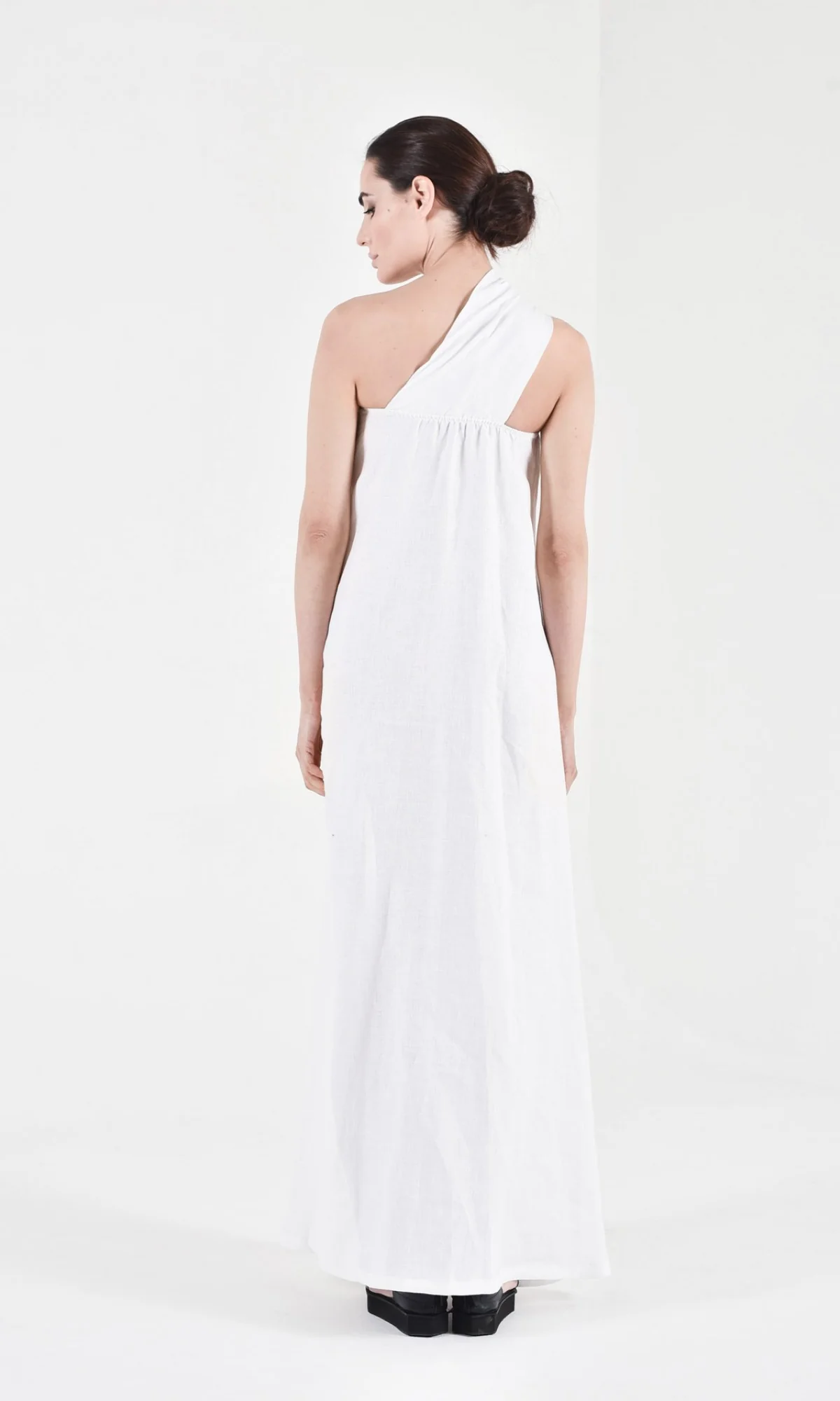 One Shoulder Maxi Linen Dress - Image 7