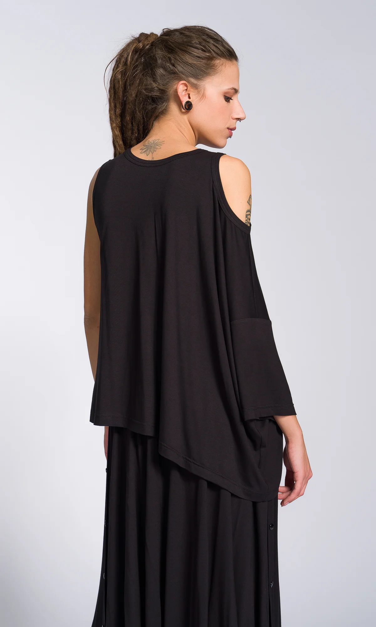 One Sleeve Loose Asymmetric Top - Image 3