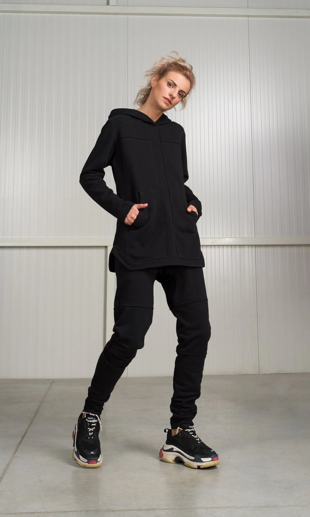 Cotton Hoodie with  Front  Pockets  ,Seam Details Hooded Sweatshirt, Hooded Warm Top Handmade by Aakasha - Image 4