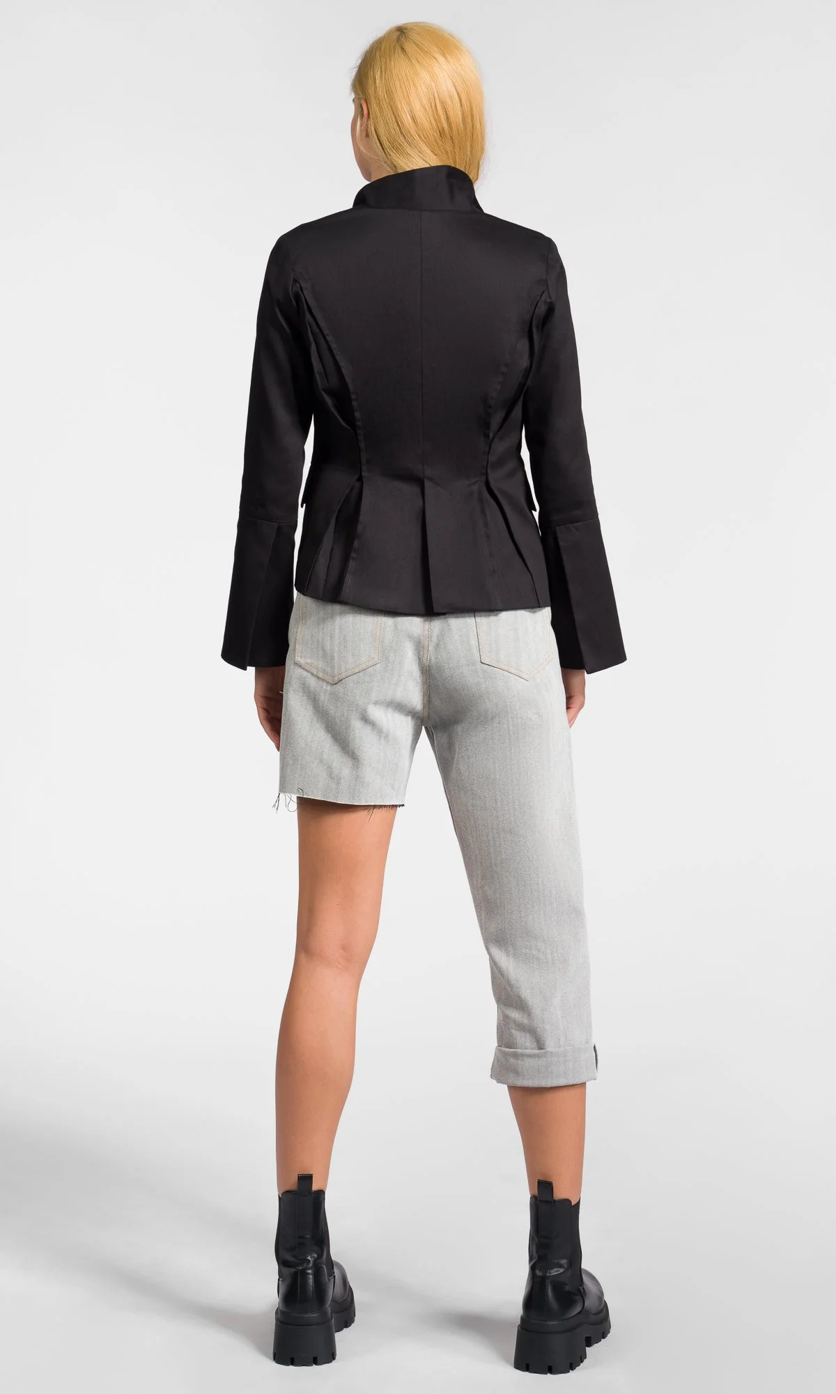Short Asymmetric Blazer with Flared Sleeves - Image 2