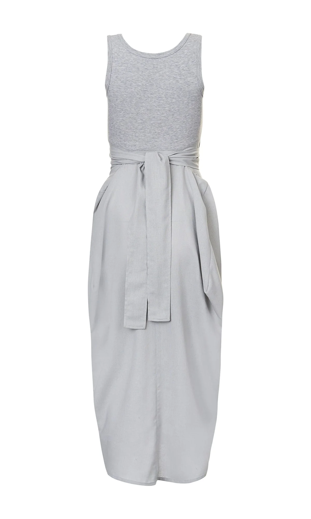 Sleeveless Mixed Dress with Belt - Image 8