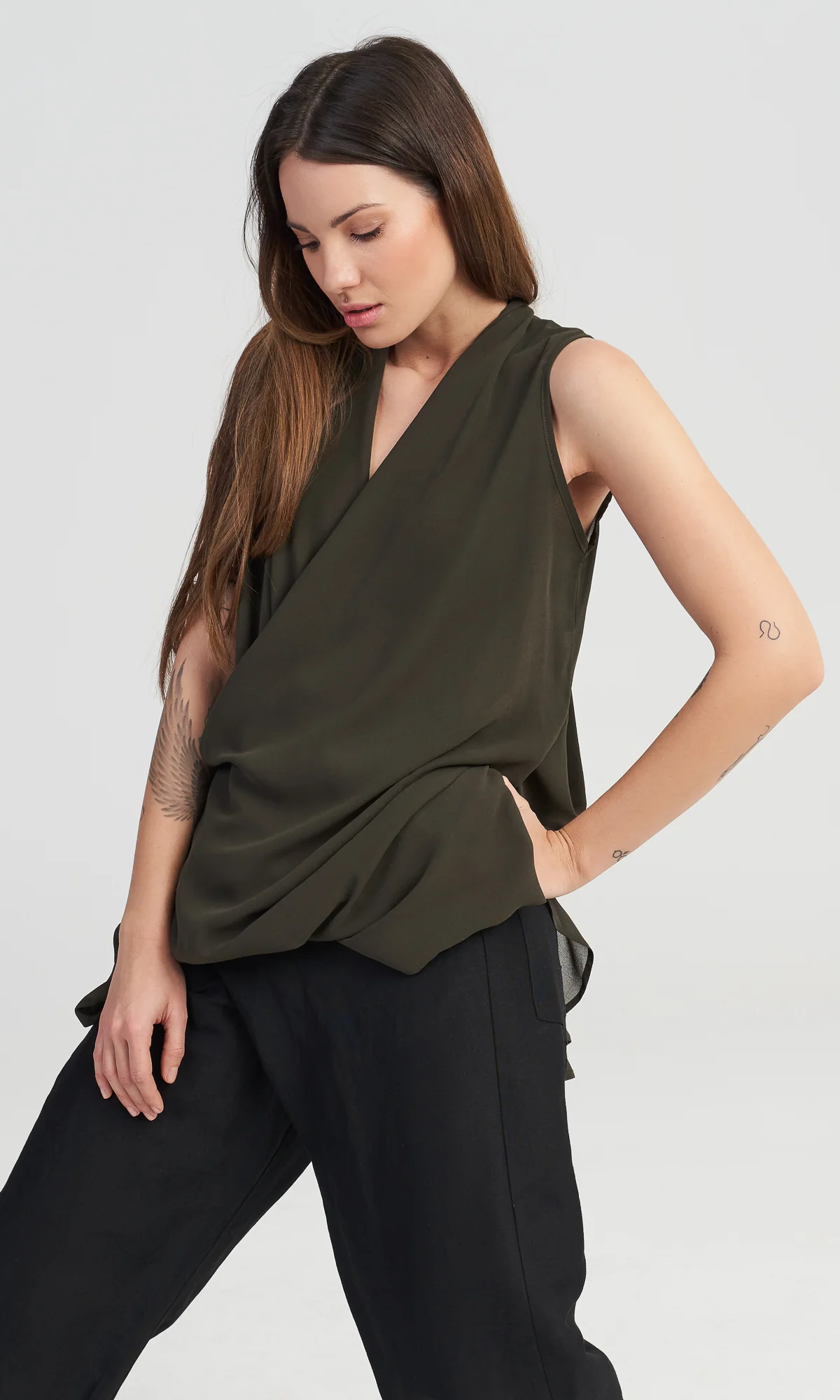 Sleeveless Top with Draped Back - Image 5