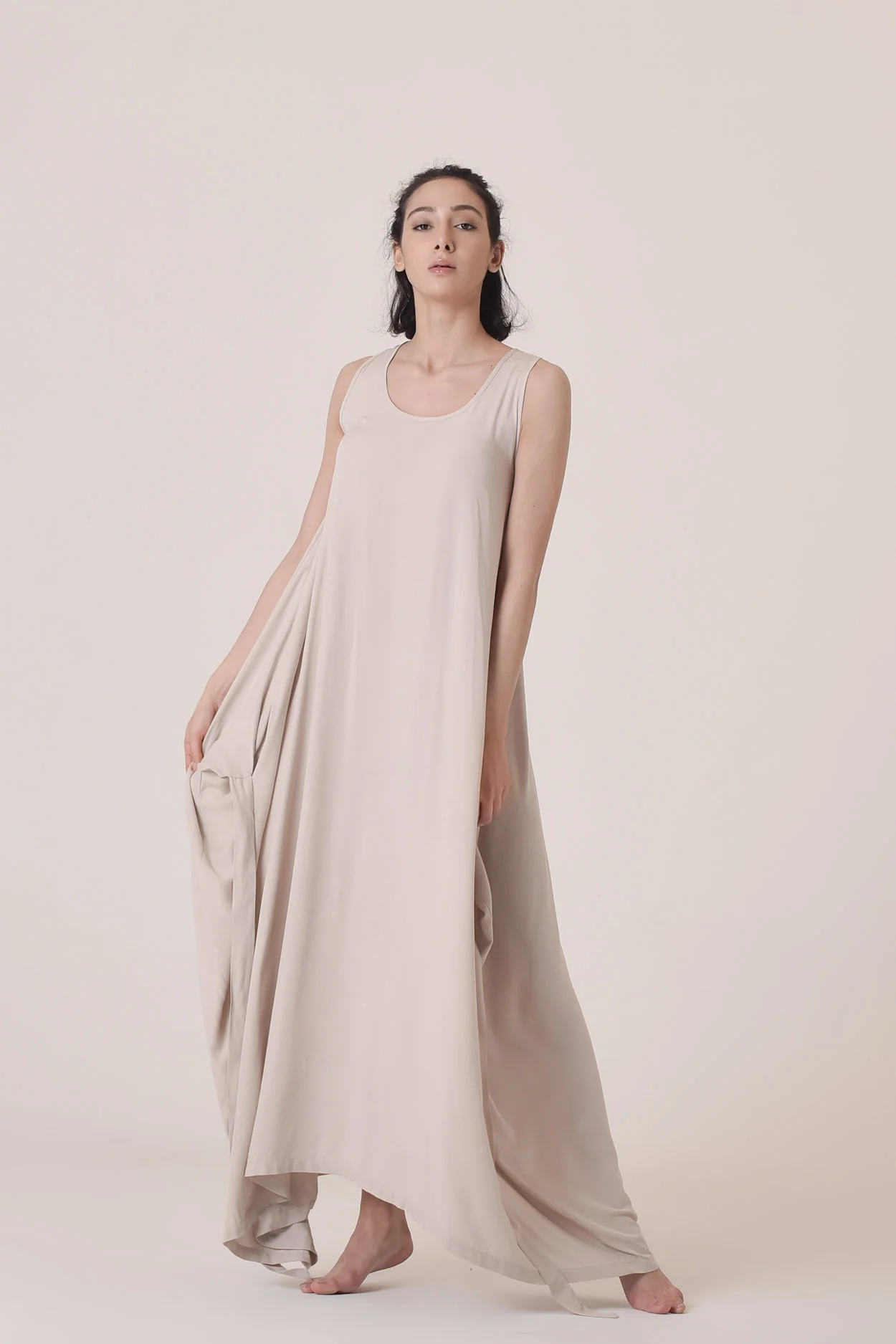 Summer Draped Maxi Dress with Adjustable Belt - Image 4