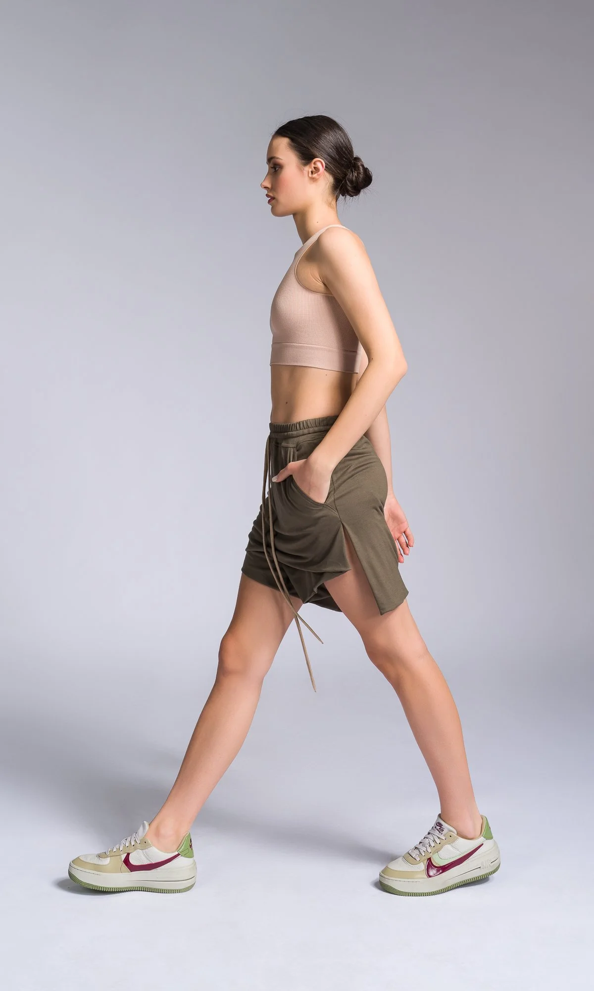 Two-piece Set of Asymmetric Tank Top and Shorts with Skirt Overlay - Image 5
