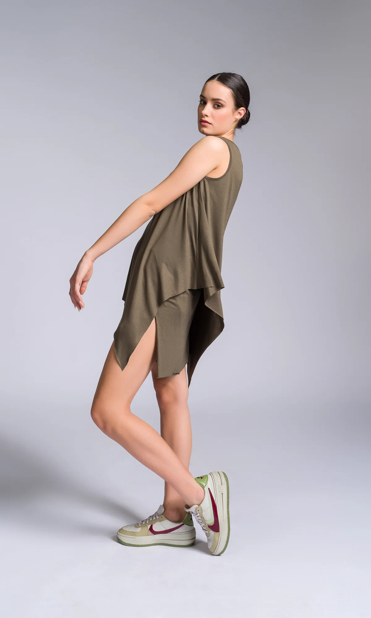 Two-piece Set of Asymmetric Tank Top and Shorts with Skirt Overlay - Image 6
