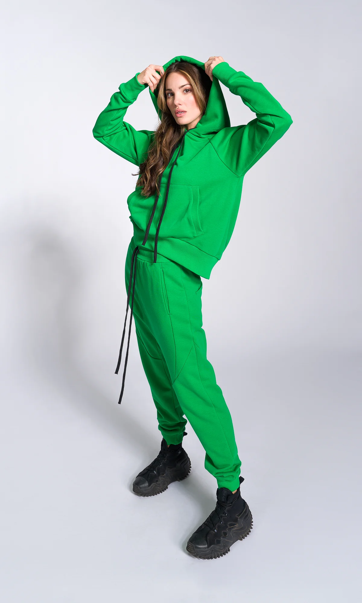 Two-piece Set of Drop Crotch Jogger Pants and Hooded Sweatshirt - Image 4