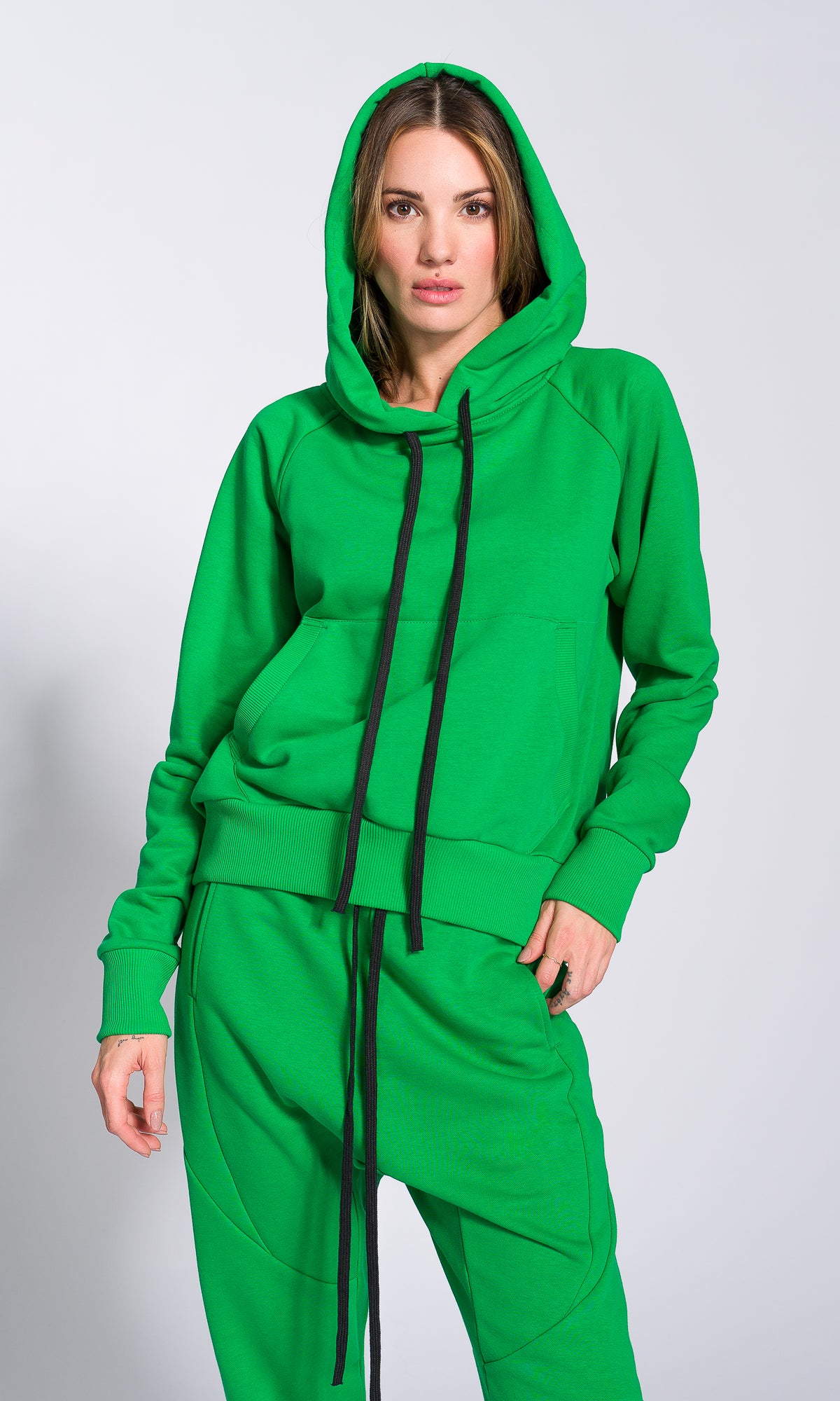 Two-piece Set of Drop Crotch Jogger Pants and Hooded Sweatshirt - Image 5