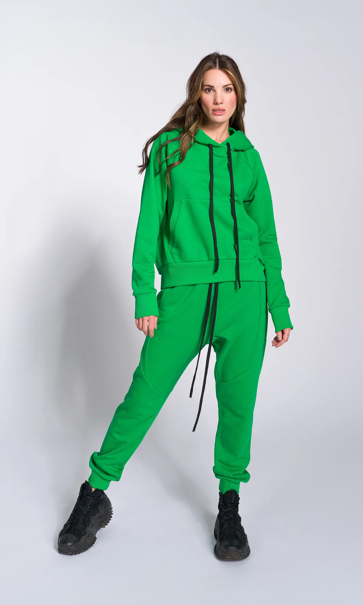 Two-piece Set of Drop Crotch Jogger Pants and Hooded Sweatshirt - Image 8