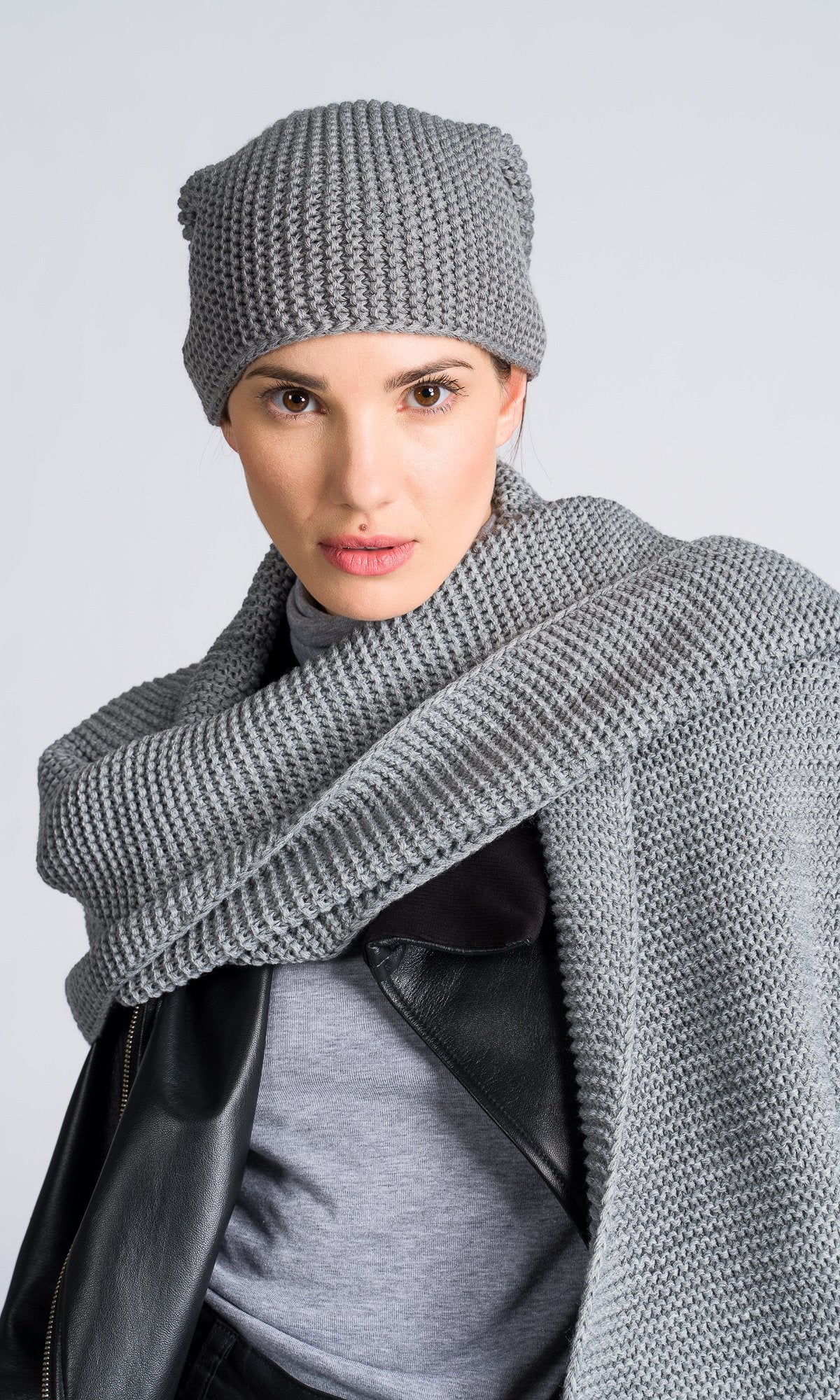 Two-piece Set of Extra Long Scarf and Knit Hat - Image 4