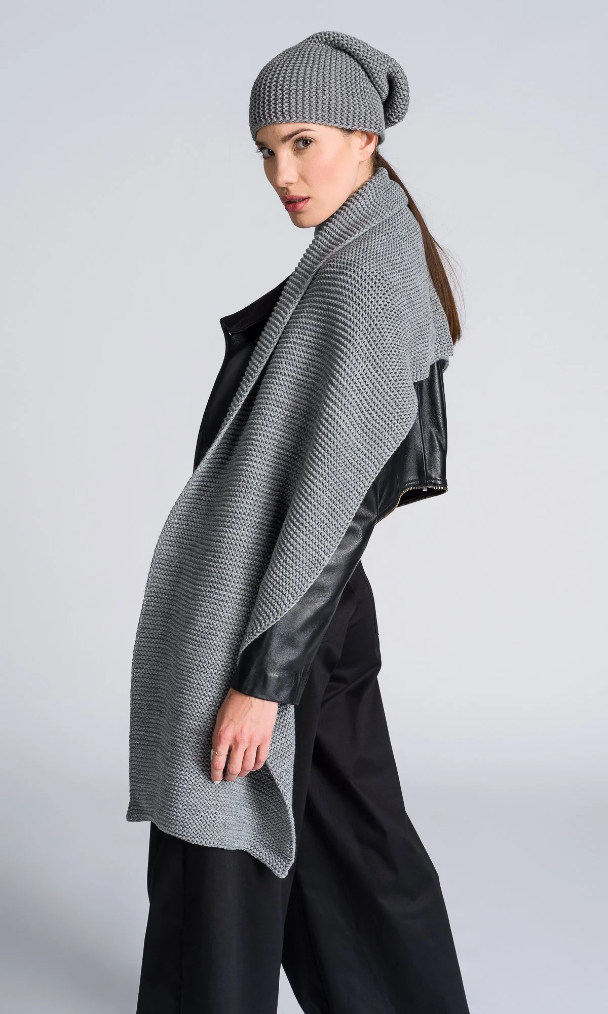 Two-piece Set of Extra Long Scarf and Knit Hat - Image 6