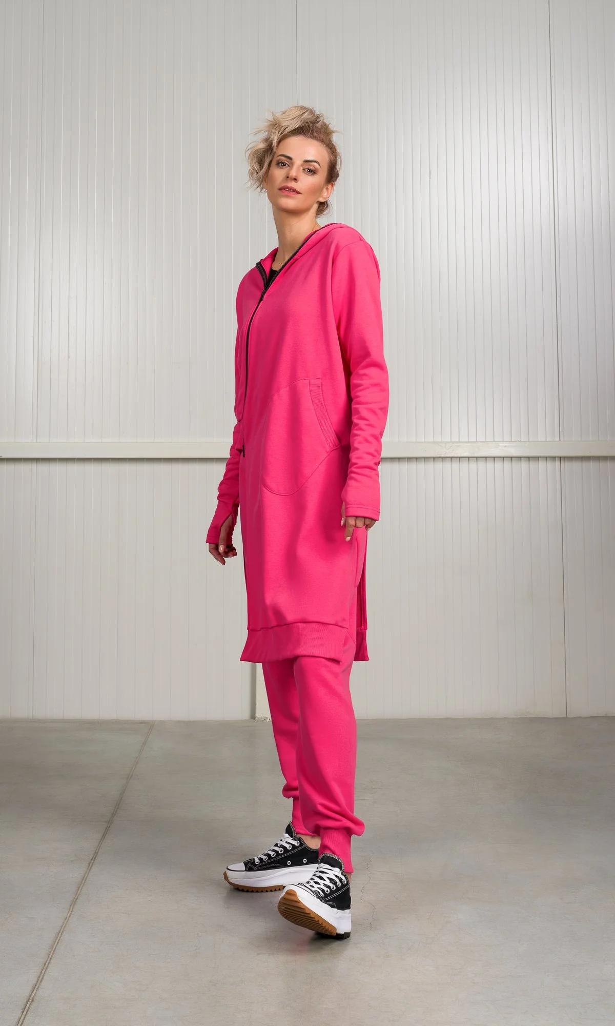 Two-piece Set of Hooded Asymmetric Sweatshirt and Cuffed Joggers - Image 4