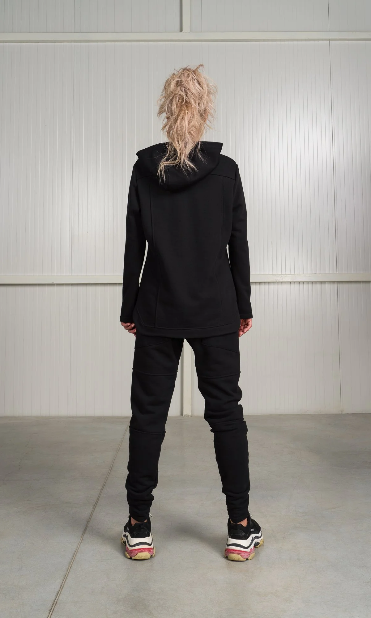 Two-piece Set of Hooded Sweatshirt and Jogger Pants with Seam Details - Image 5