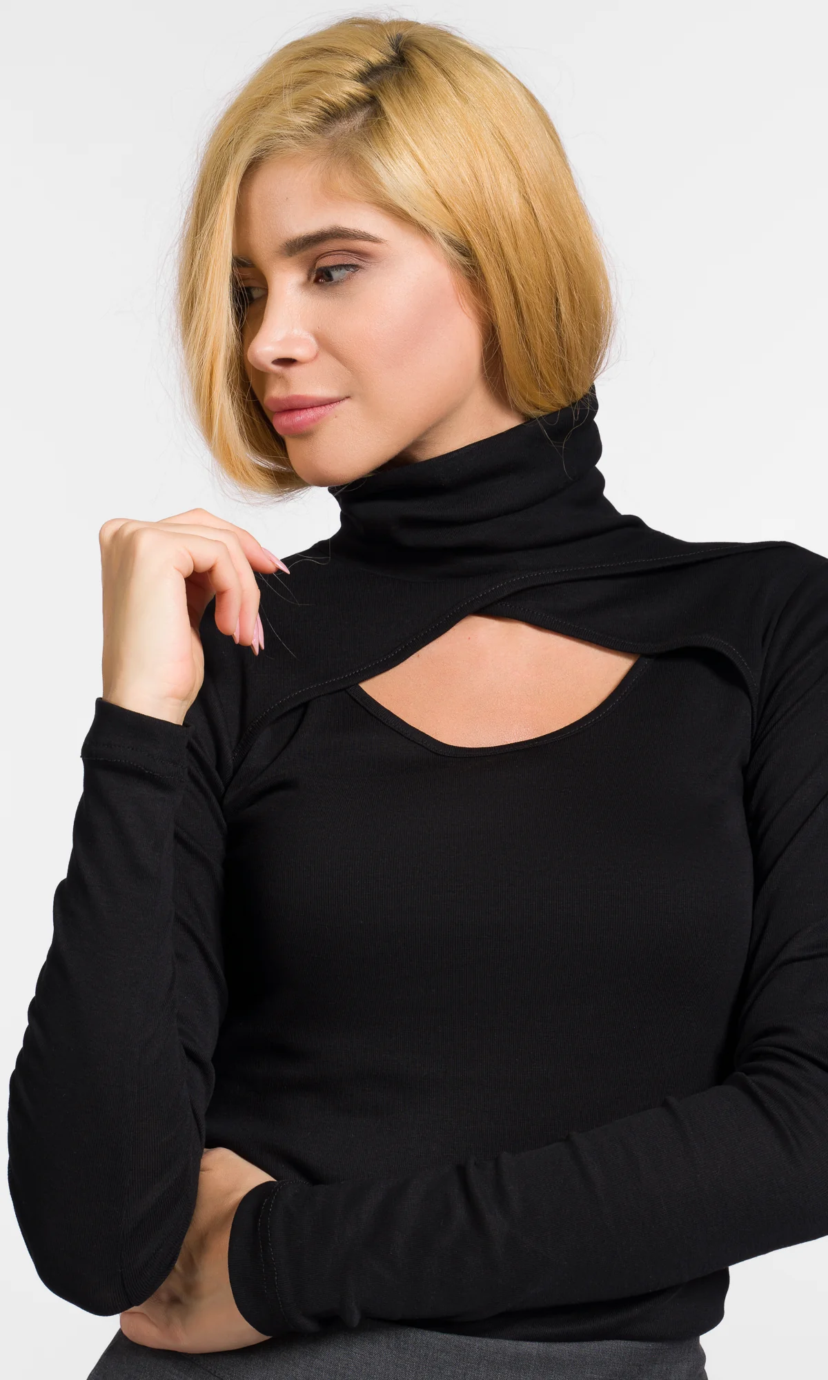 Wrap Turtleneck Cut-Out Top - Image 6